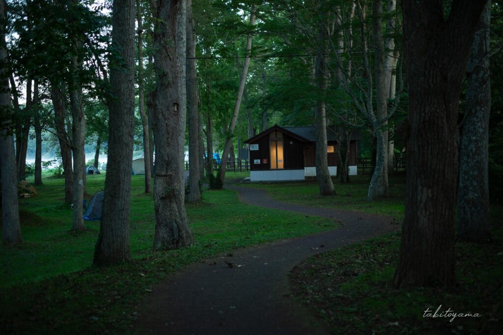 東大沼キャンプ場の林間通路