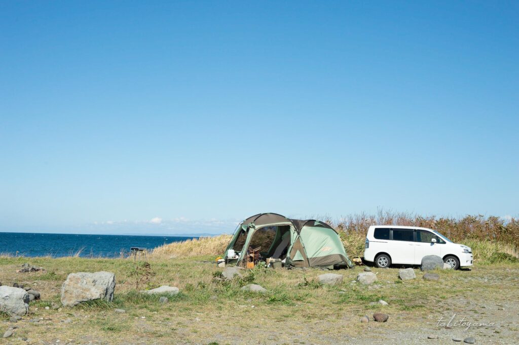 暑寒海浜キャンプ場でオートキャンプ