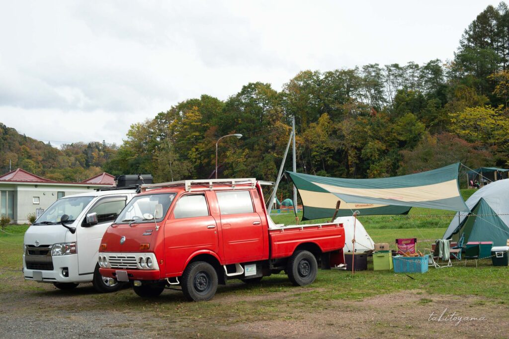 ファミリーランドみかさ遊園でセミオートキャンプ