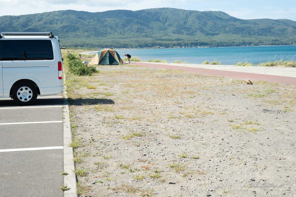 寿都浜中野営場のキャンプサイト