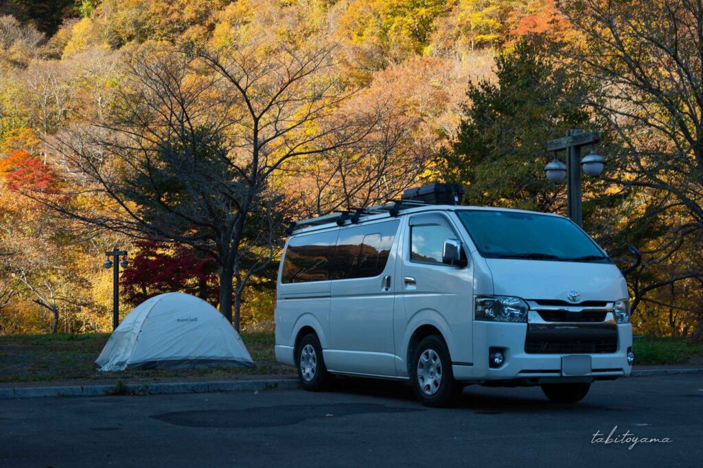 南茅部河川公園キャンプ場の駐車場