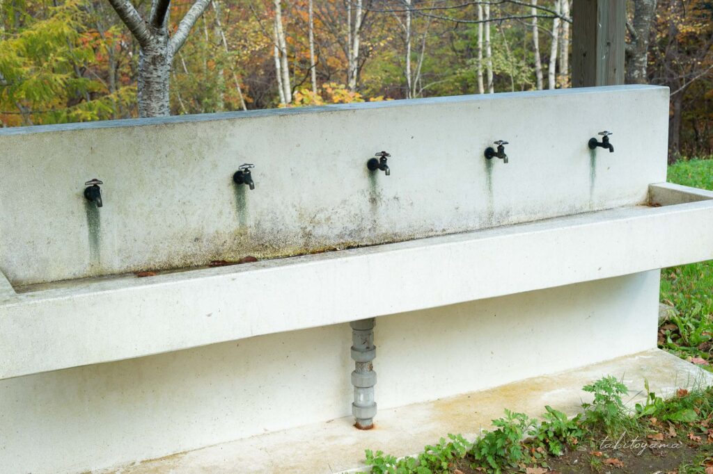 南茅部河川公園キャンプ場の洗い場