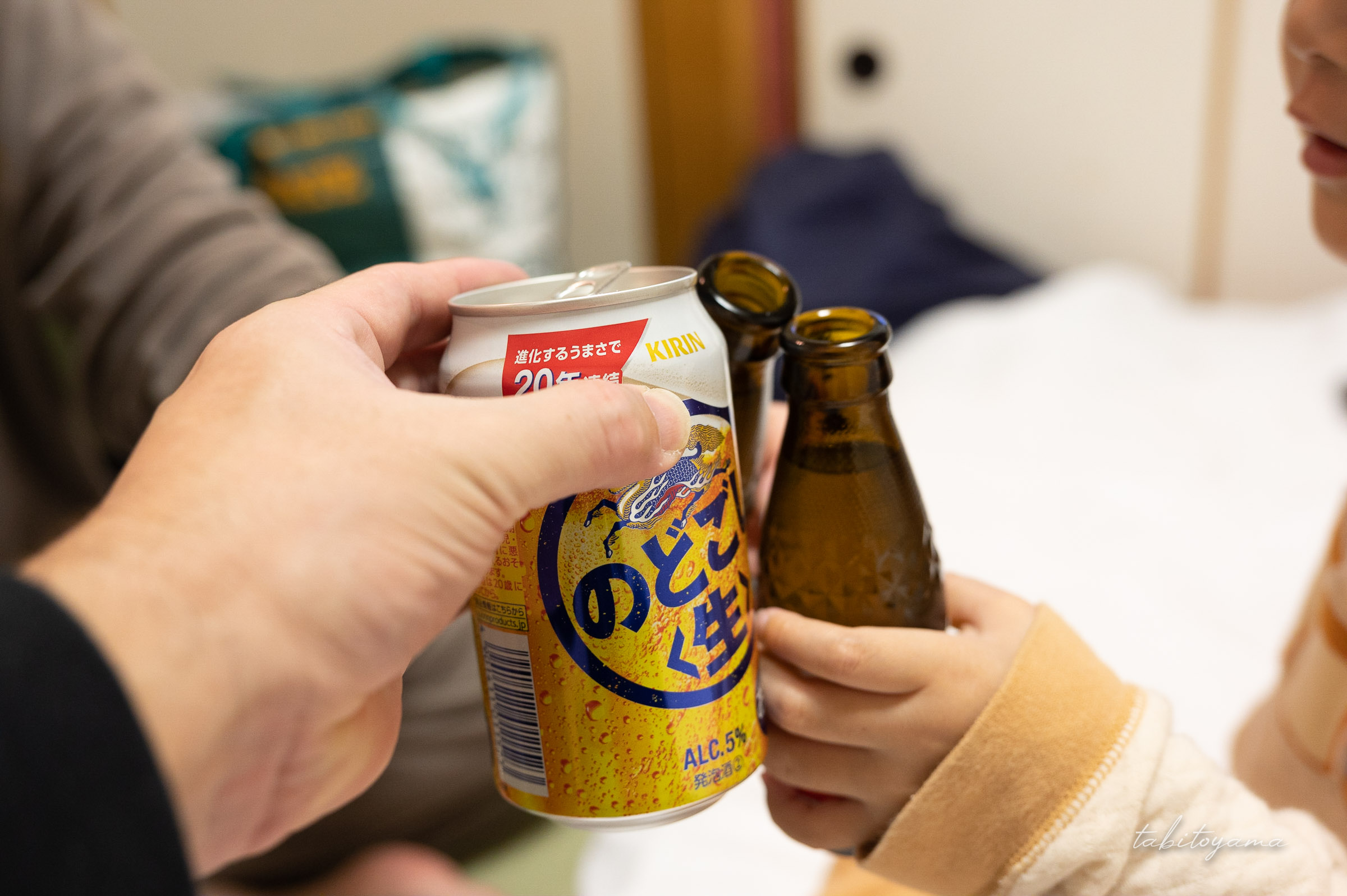 ビールとリポビタンDで乾杯