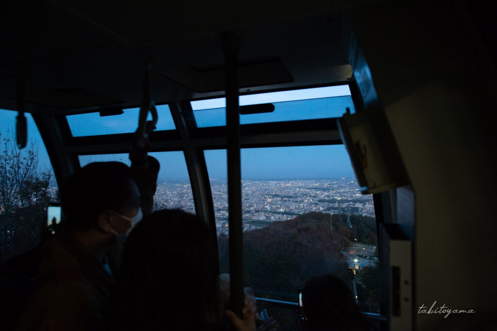 藻岩山ロープウェイの車窓からの眺め