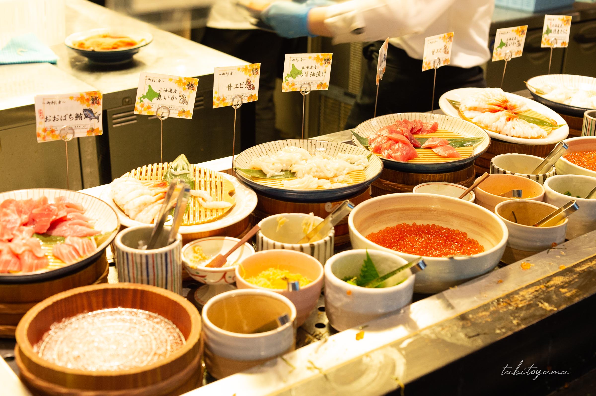 ラビスタ函館ベイの朝食バイキング会場、北の番屋の海鮮丼コーナー