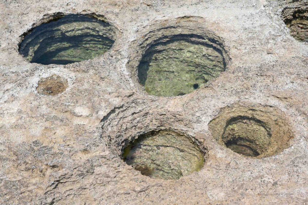 平根崎の波蝕甌穴群の綺麗な円形の穴